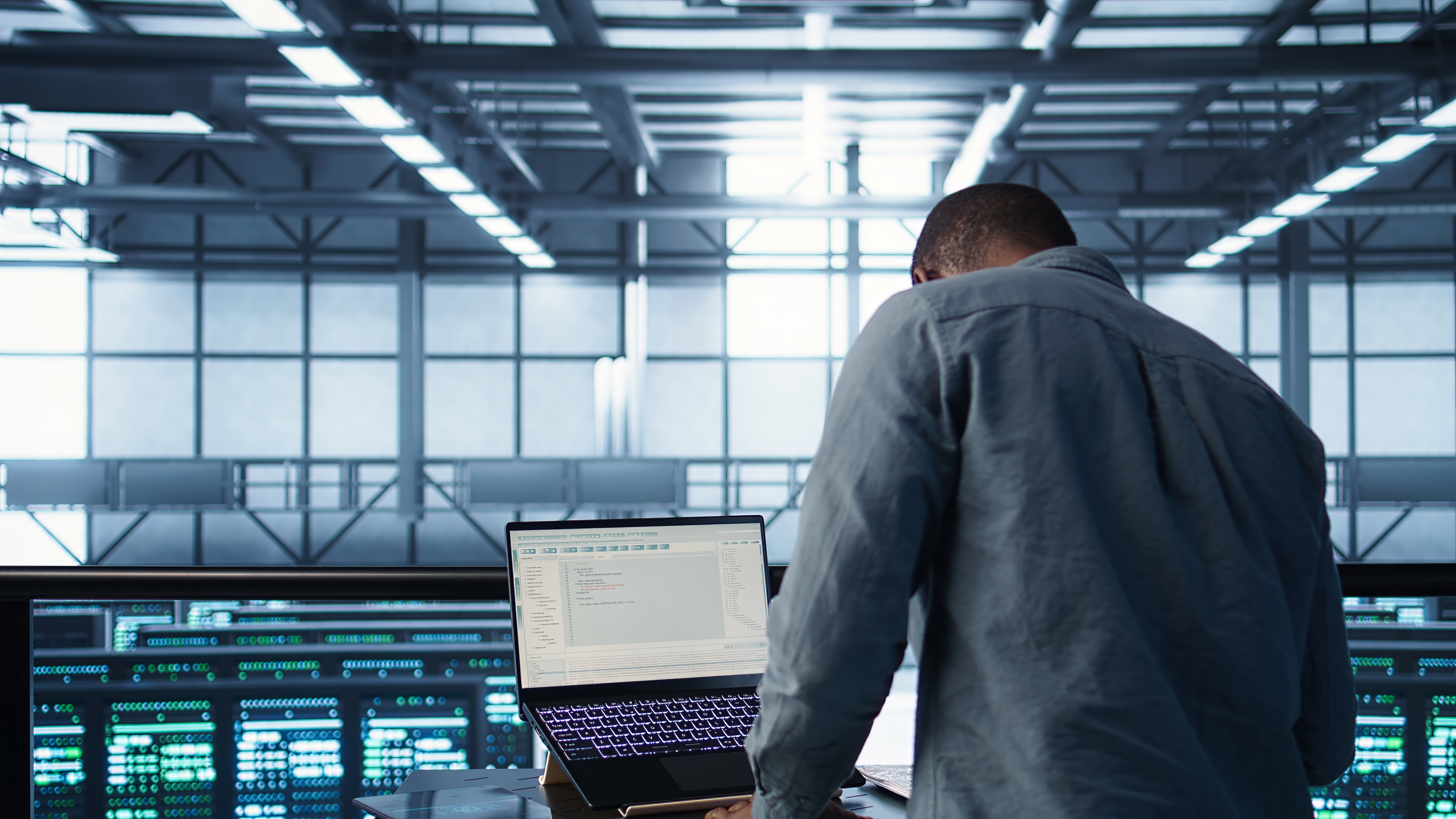 Infrastructure engineer working on server equipment