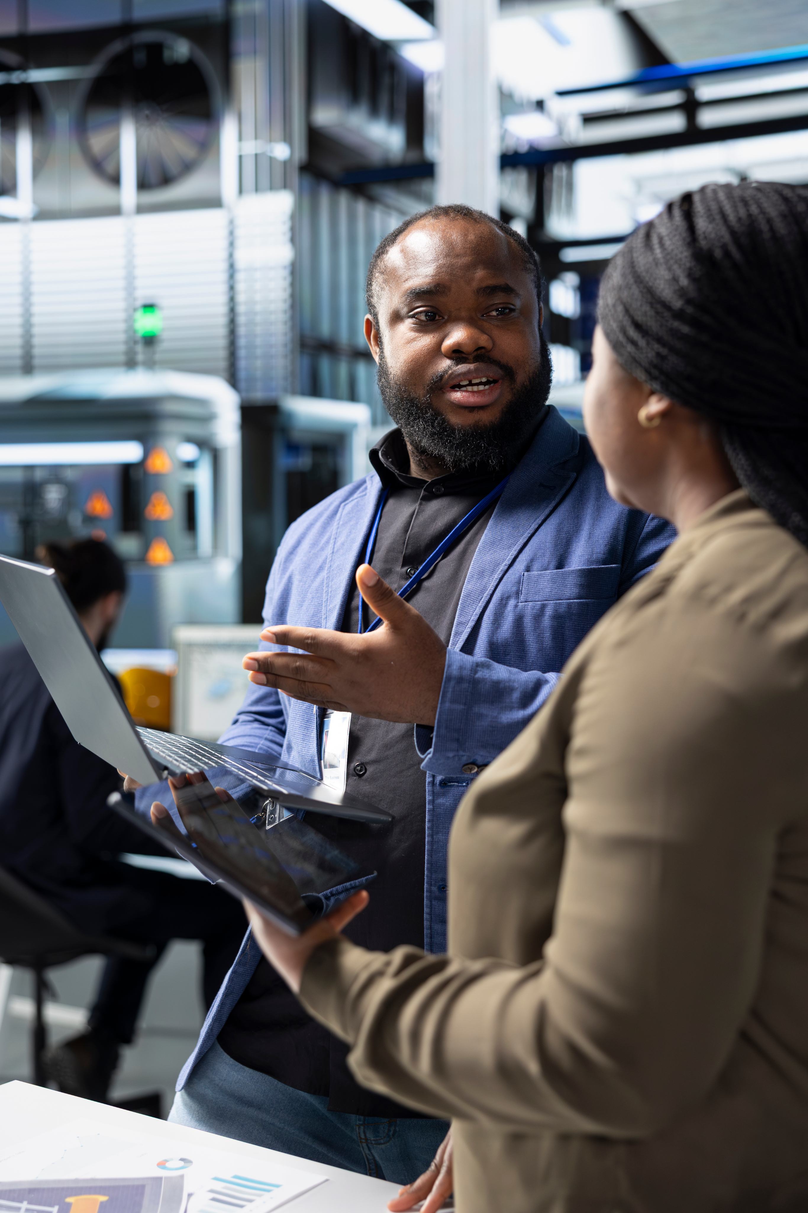Consultant discussing systems with a client
